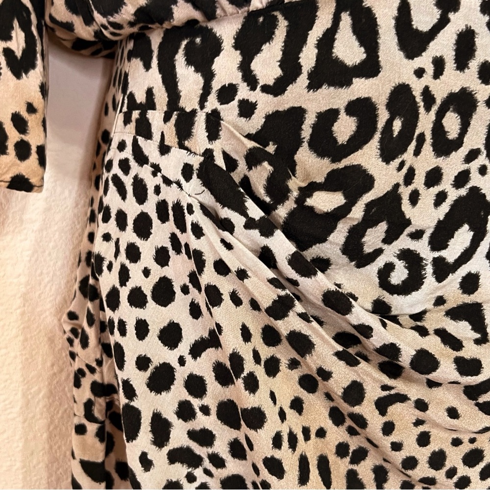 Zara Woman Animal Print Ruched Mini Dress XS Brown Black Night Out - Picture 7 of 11